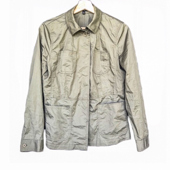 Talbots Jackets & Blazers - TALBOTS Army Green Utility Cargo Button Down Lightweight Jacket Top Size 4